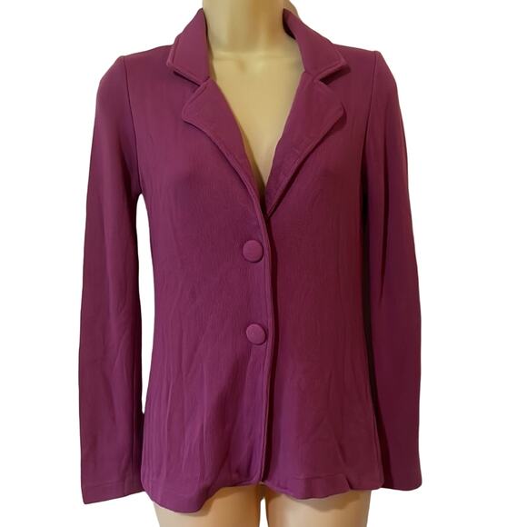 Worthington Woman Size Small Raspberry Knit Blazer Jacket Snaps Office - Picture 1 of 9